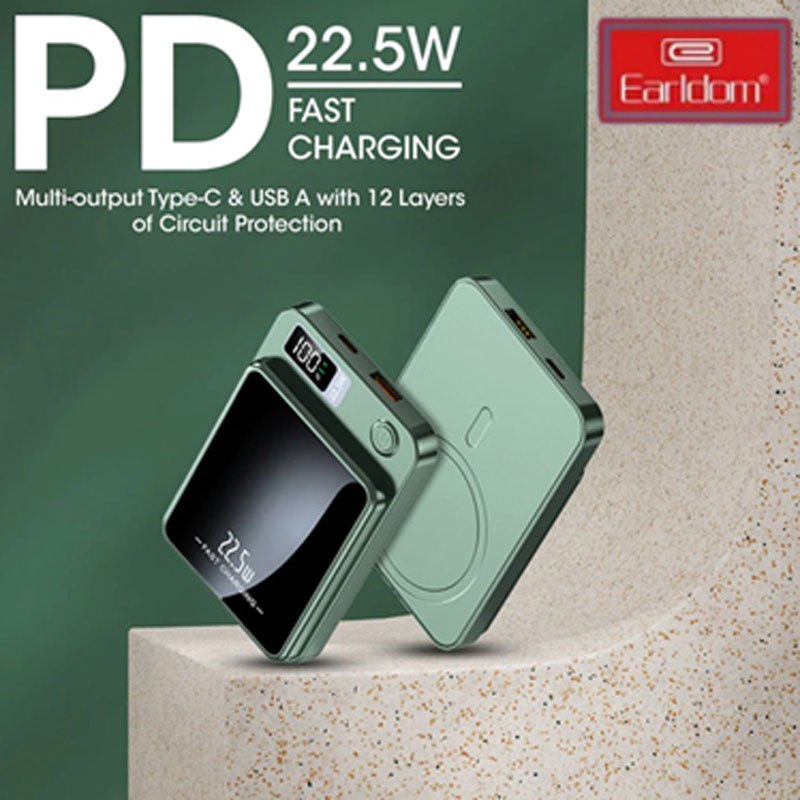 پاور بانک بی سیم فست شارژ ارلدام ET-PD33 PD 20W ظرفیت 5000 میلی آمپر ساعت - 8