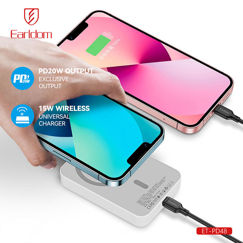 پاور بانک بی سیم فست شارژ ارلدام ET-PD48 PD 20W ظرفیت 10000 میلی آمپر ساعت - 7