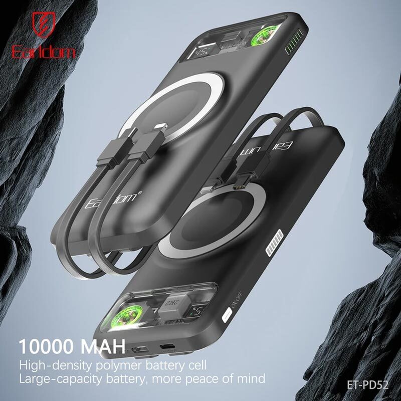 پاور بانک بی سیم فست شارژ ارلدام ET-PD52 PD 20W ظرفیت 10000 میلی آمپر ساعت - 7