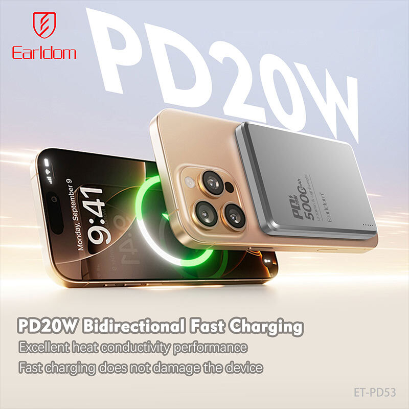 پاور بانک بی سیم فست شارژ ارلدام ET-PD53 PD 20W ظرفیت 5000 میلی آمپر ساعت - 6