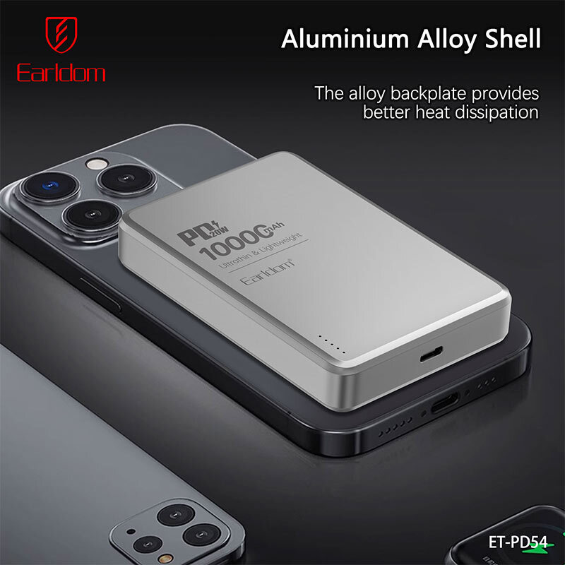پاور بانک بی سیم فست شارژ ارلدام ET-PD54 PD 20W ظرفیت 10000 میلی آمپر ساعت - 3