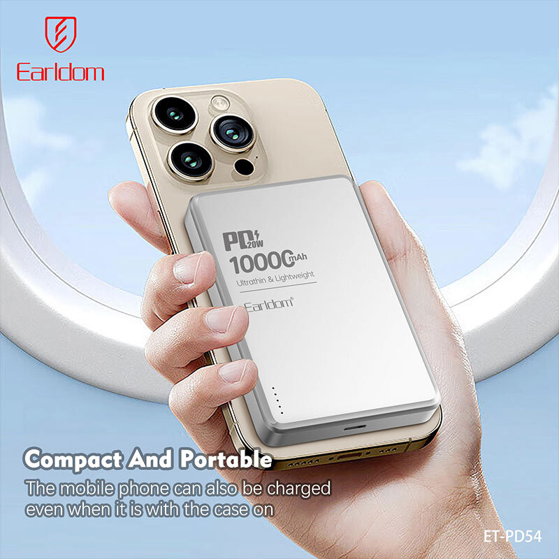پاور بانک بی سیم فست شارژ ارلدام ET-PD54 PD 20W ظرفیت 10000 میلی آمپر ساعت - 8