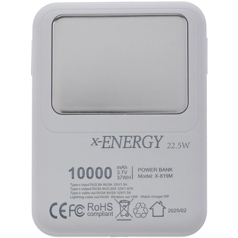 پاور بانک بی سیم فست شارژ ایکس انرژی X-819M PD 22.5W ظرفیت 10000 میلی آمپر ساعت - 5