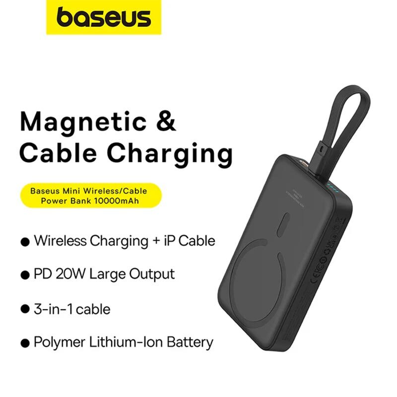 پاور بانک بی سیم فست شارژ باسئوس P10067401122 PD 20W ظرفیت 10000 میلی آمپر ساعت - 5