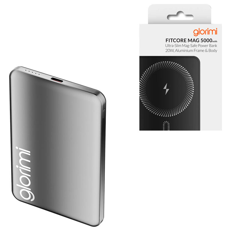پاور بانک بی سیم فست شارژ گلوریمی FitCore Mag PD 20W ظرفیت 5000 میلی آمپر ساعت