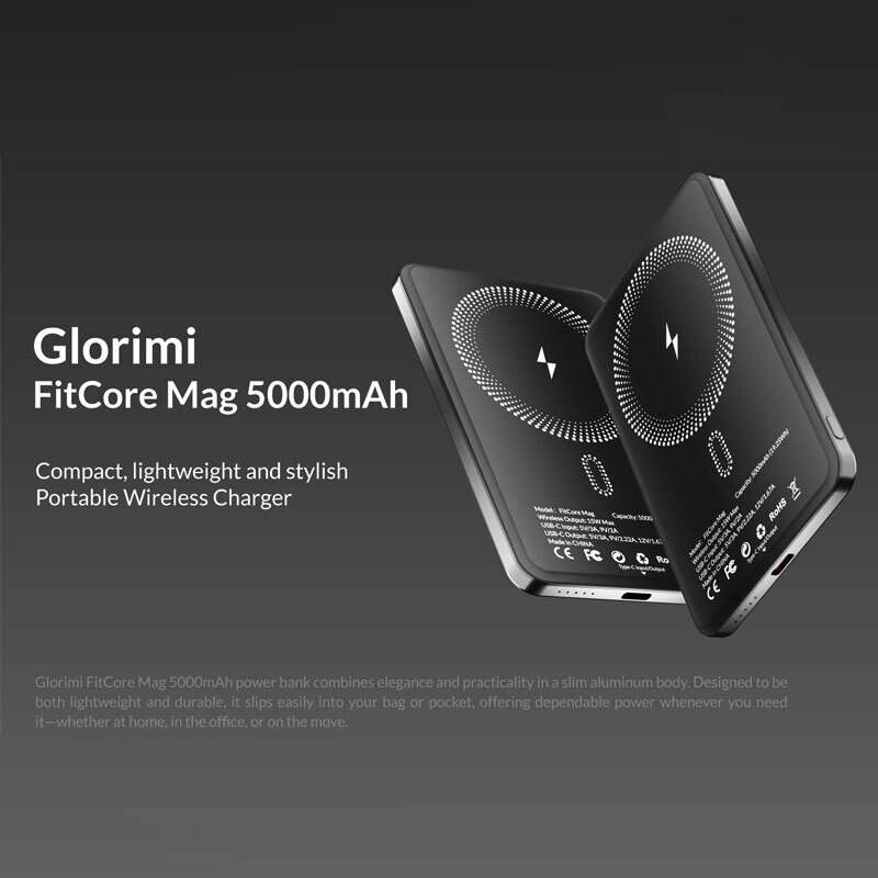 پاور بانک بی سیم فست شارژ گلوریمی FitCore Mag PD 20W ظرفیت 5000 میلی آمپر ساعت - 7