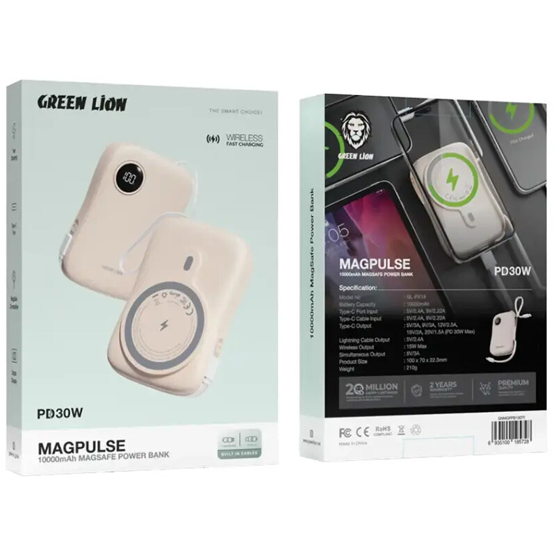 پاور بانک بی سیم فست شارژ گرین لاین MagPulse GL-PX18 PD 30W ظرفیت 10000 میلی آمپر ساعت - 7