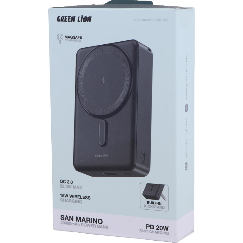پاور بانک بی سیم فست شارژ گرین لاین San Marino GL-PX88 GNSANM20PB QC3.0 PD 22.5W ظرفیت 20000 میلی آمپر ساعت - 8