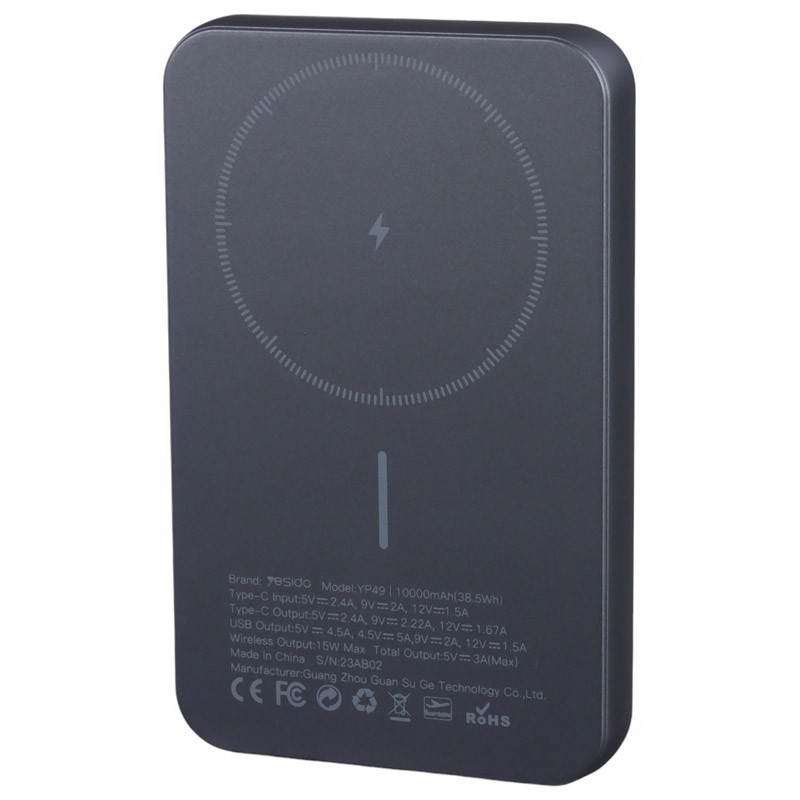 پاور بانک بی سیم فست شارژ یسیدو YP49 QC3.0 PD 22.5W ظرفیت 10000 میلی آمپر ساعت - 5