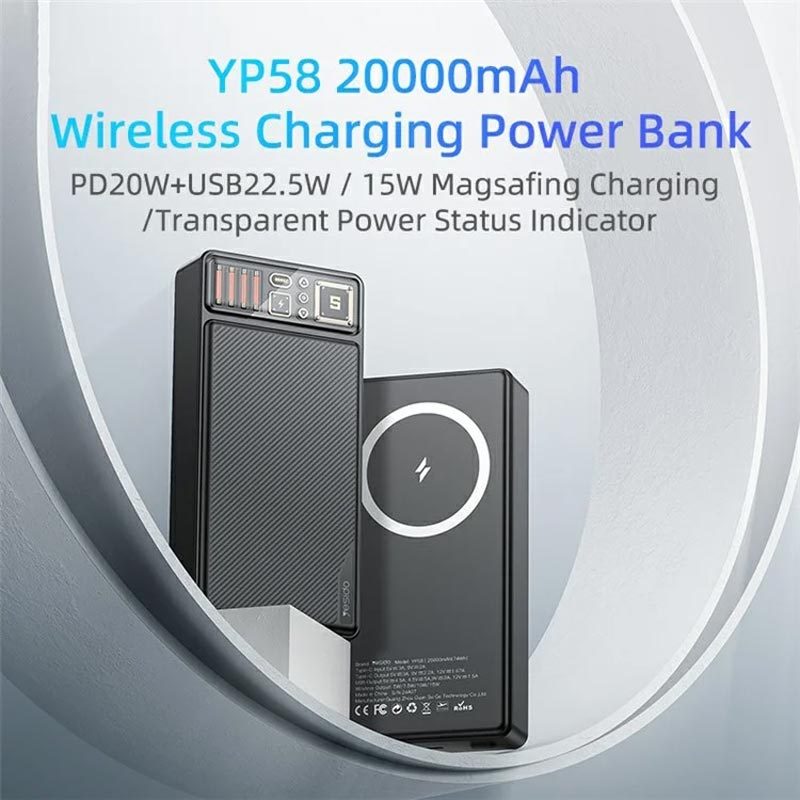 پاور بانک بی سیم فست شارژ یسیدو YP58 PD 22.5W ظرفیت 20000 میلی آمپر ساعت - 5