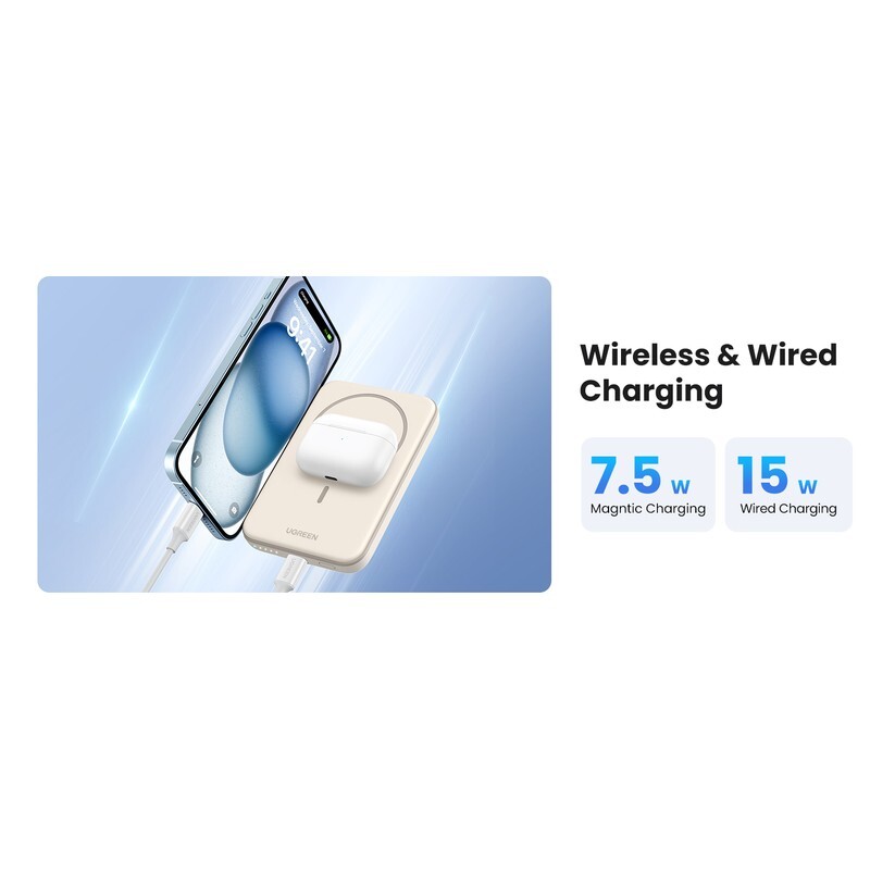 پاور بانک بی سیم فست شارژ یوگرین PB560-25207 QC PD3.0 15W ظرفیت 5000 میلی‌ آمپر ساعت - 8