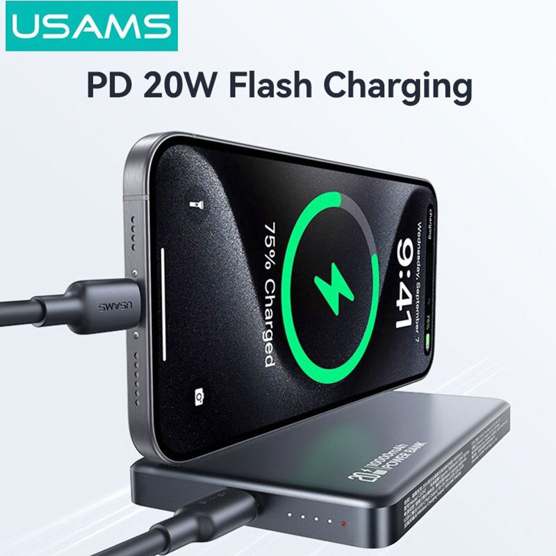 پاور بانک بی سیم فست شارژ یوسامز CD242 QC3.0 PD 20W ظرفیت 10000 میلی آمپر ساعت - 5