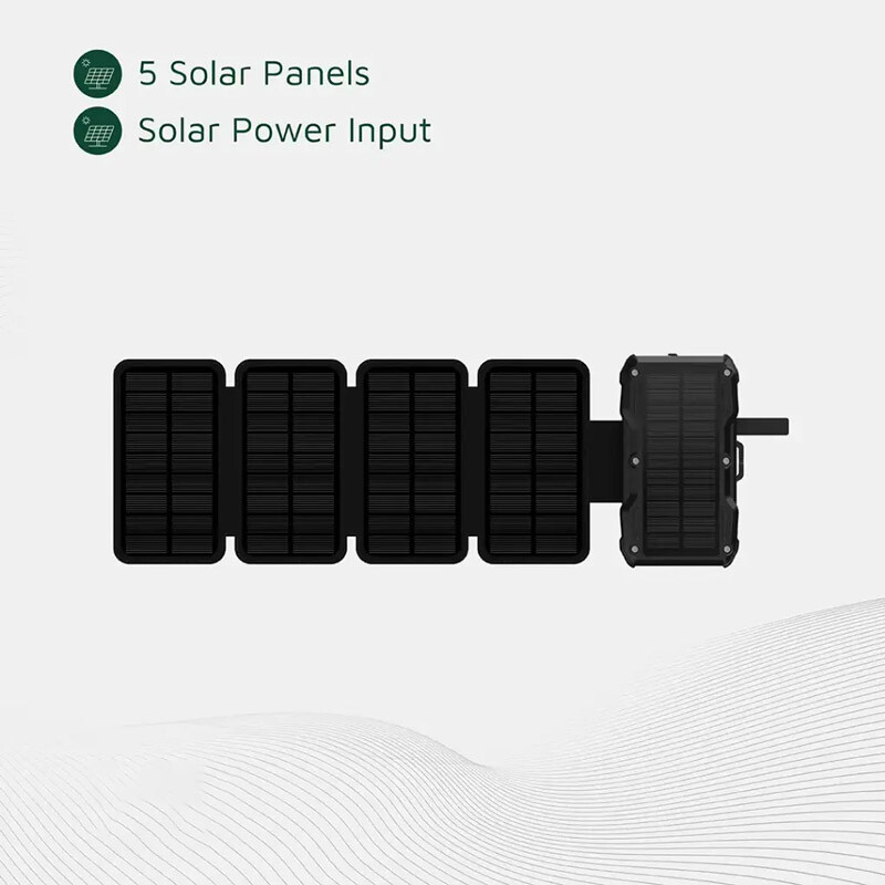 پاور بانک بی سیم خورشیدی فست شارژ گرین لاین Solar 5-Panel GL-PX27 GNSOL5PN20BK PD QC 22.5W ظرفیت 20000 میلی آمپر ساعت - 8