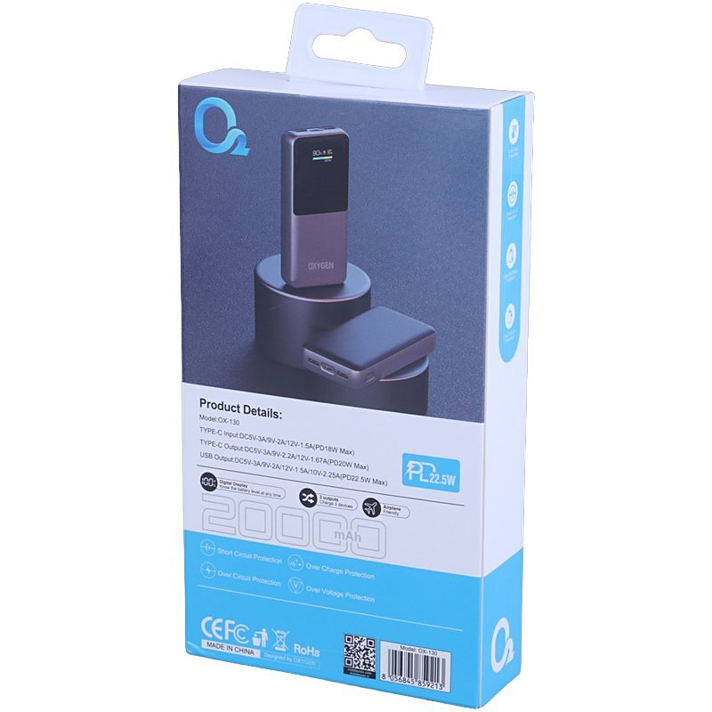 پاور بانک فست شارژ اکسیژن OX-130 PD 22.5W ظرفیت 20000 میلی آمپر ساعت - 8