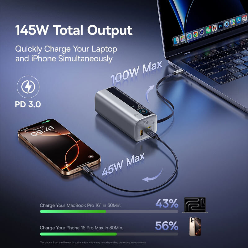 پاور بانک فست شارژ باسئوس EnerGeek GR11 PPCJB-20E5 E0027B PD 145W ظرفیت 20000 میلی آمپر ساعت - 6
