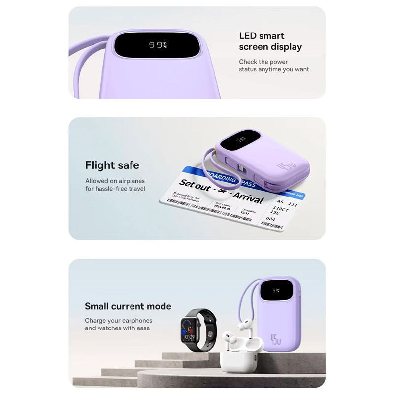 پاور بانک فست شارژ باسئوس QPow 3 P10082102 PD 45W ظرفیت 10000 میلی آمپر ساعت - 8