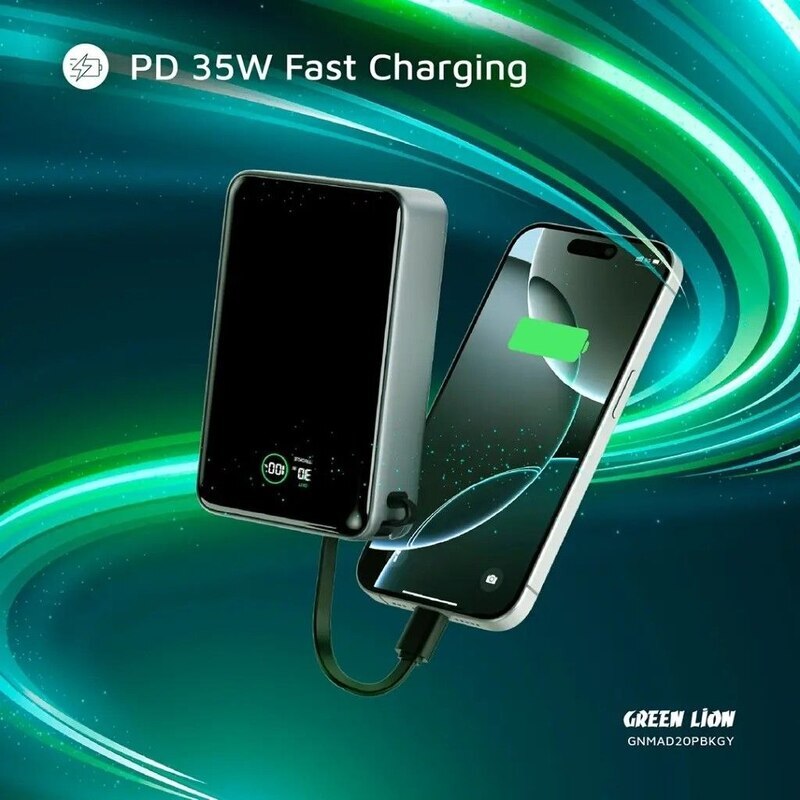 پاور بانک فست شارژ گرین لاین Madrid 20 GL-PX32 GNMAD20PBKGY PD 35W ظرفیت 20000 میلی آمپر ساعت - 7