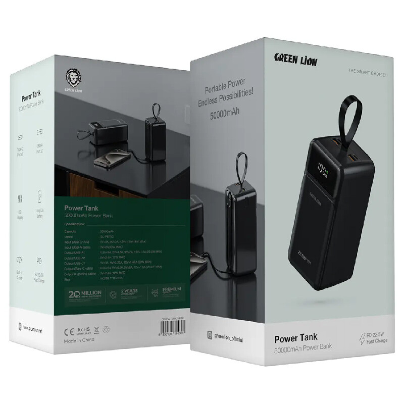 پاور بانک فست شارژ گرین لاین Power Tank GL-PBT50 GNPWT50KPB PD3.0 22.5W ظرفیت 50000 میلی آمپر ساعت - 5