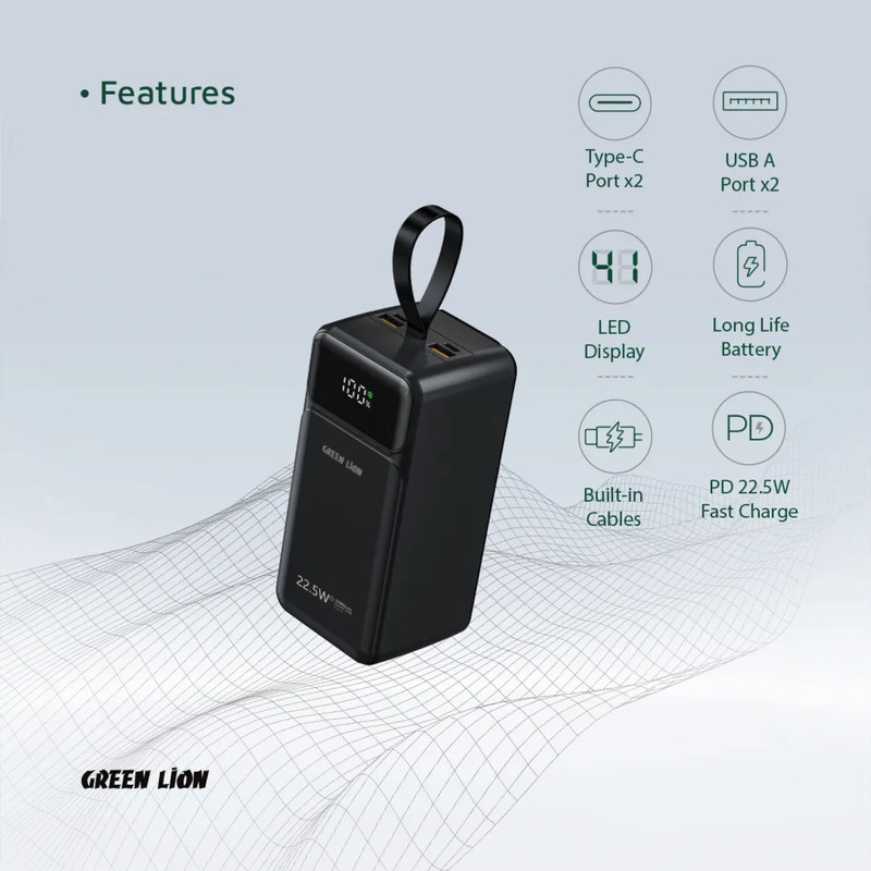پاور بانک فست شارژ گرین لاین Power Tank GL-PBT50 GNPWT50KPB PD3.0 22.5W ظرفیت 50000 میلی آمپر ساعت - 6