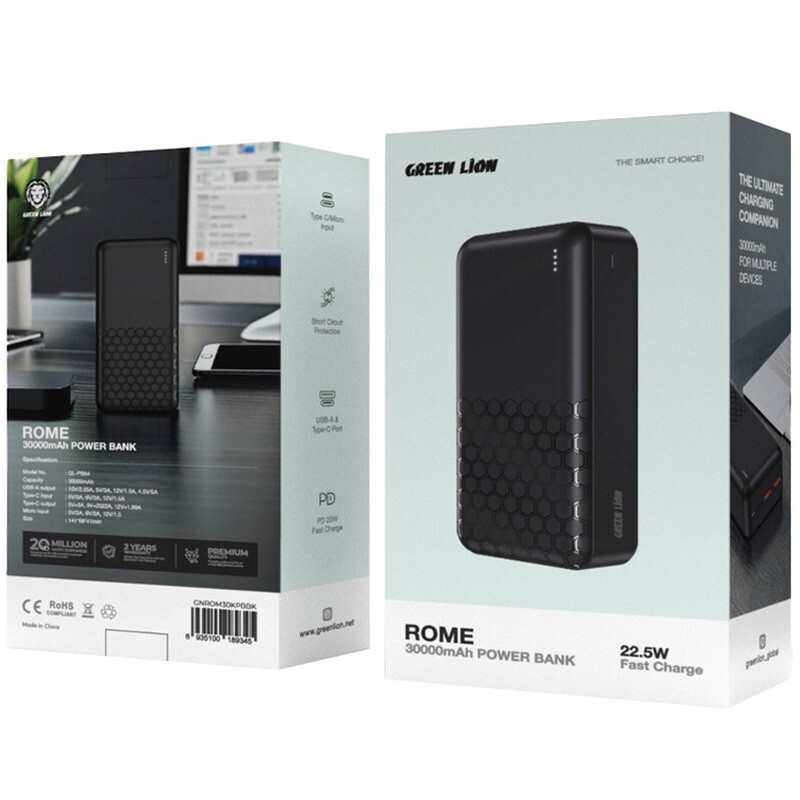 پاور بانک فست شارژ گرین لاین Rome PD 22.5W ظرفیت 30000 میلی آمپر ساعت - 4