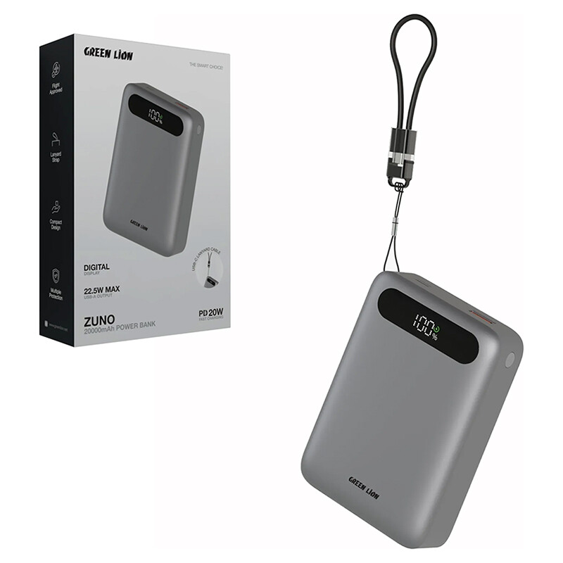 پاور بانک فست شارژ گرین لاین Zuno GL-PX54 GNZUN20PB PD 22.5W ظرفیت 20000 میلی‌ آمپر ساعت