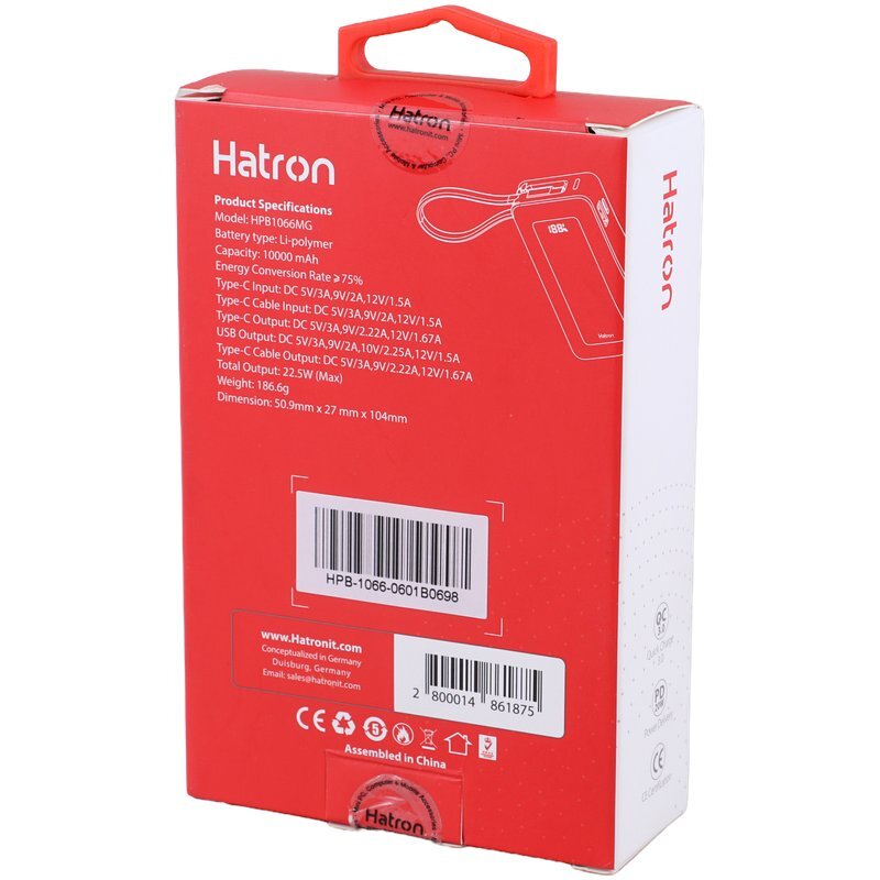 پاور بانک فست شارژ هترون HPB1066MG QC3.0 PD 22.5W ظرفیت 10000 میلی آمپر ساعت - 8