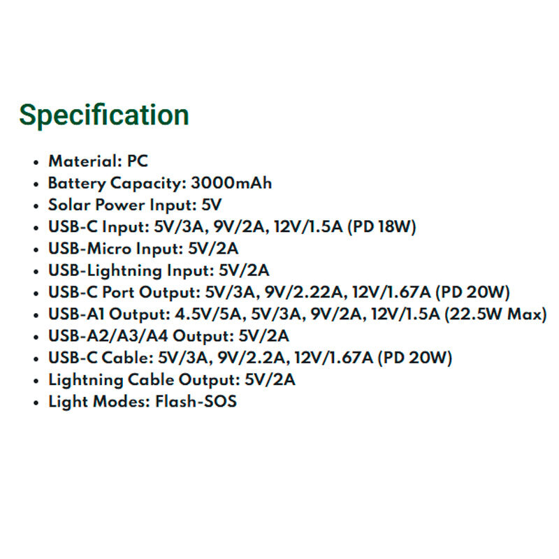 پاور بانک خورشیدی فست شارژ گرین لاین Solar X GLPX49 QC3.0 PD 22.5W ظرفیت 30000 میلی آمپر ساعت - 5