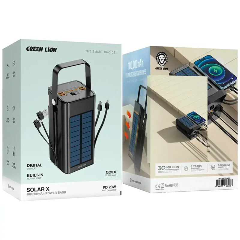 پاور بانک خورشیدی فست شارژ گرین لاین Solar X GNSOLXPB100BK QC3.0 PD 22.5W ظرفیت 100000 میلی آمپر ساعت - 5