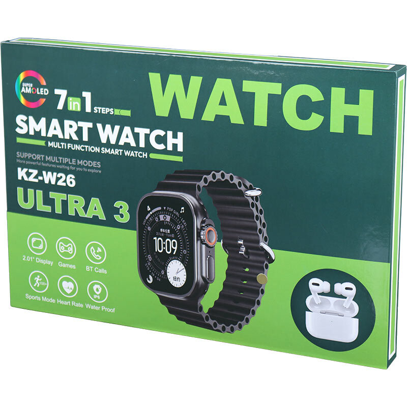 پکیج ساعت هوشمند و هندزفری بلوتوثی KZ-W26 Ultra 3 - 2