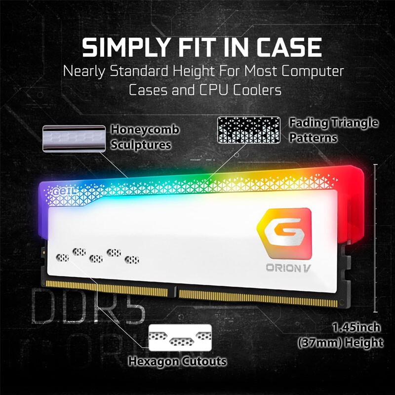 رم کامپیوتر گیل Orion V White RGB DDR5 32GB Dual 5200MHz CL34 - 4