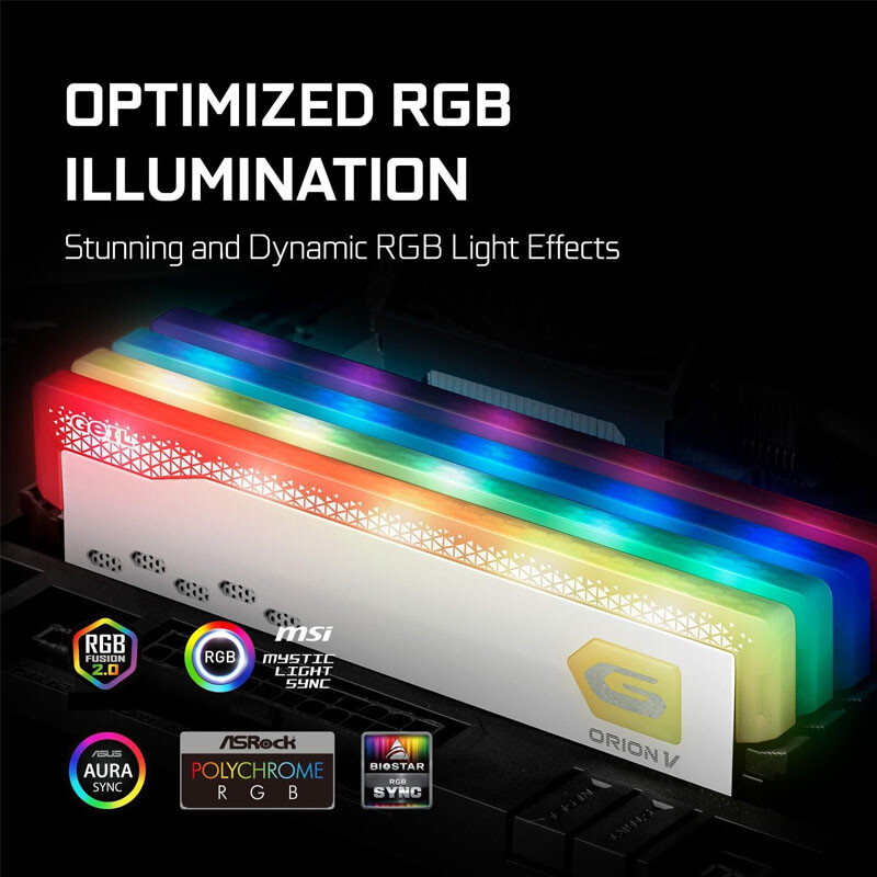 رم کامپیوتر گیل Orion V White RGB DDR5 32GB Dual 5200MHz CL34 - 5