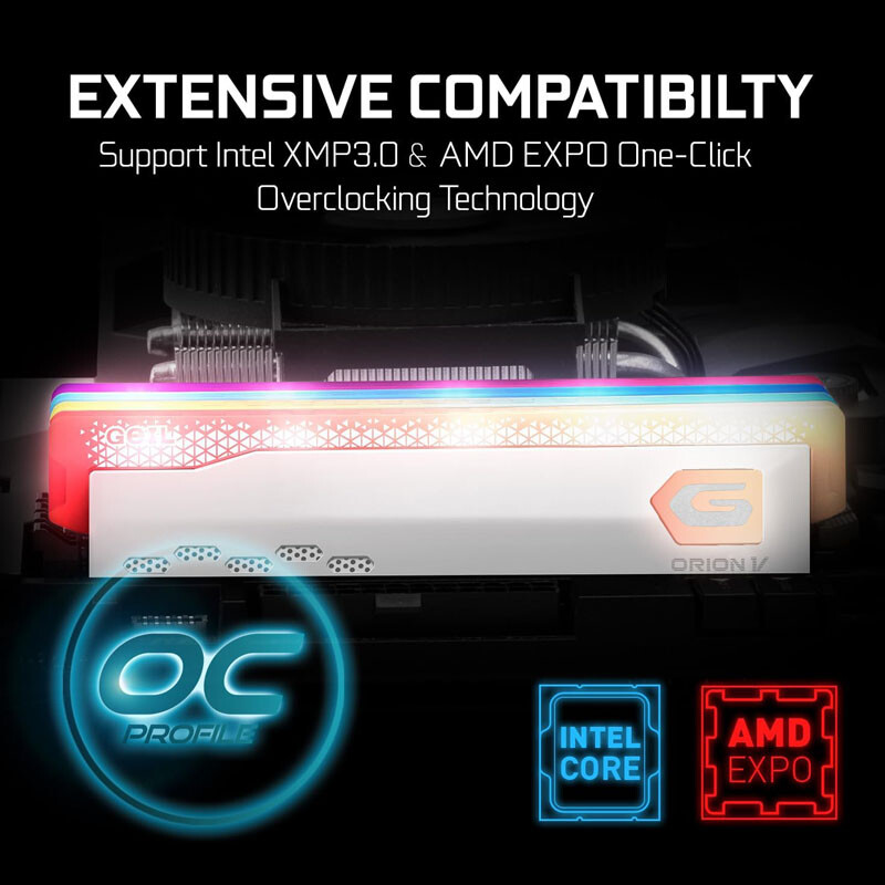 رم کامپیوتر گیل Orion V White RGB DDR5 32GB Dual 5200MHz CL34 - 6