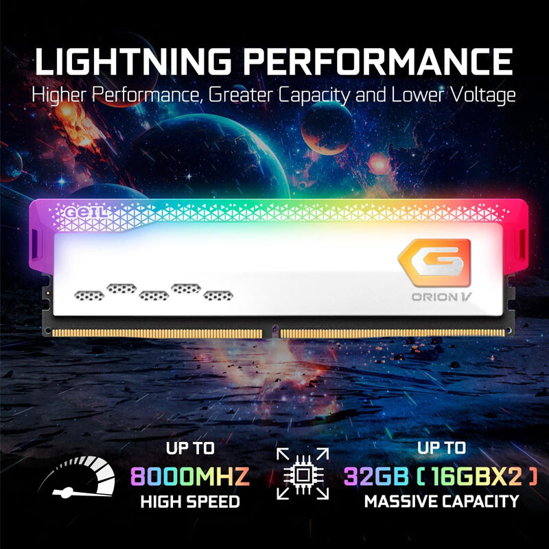 رم کامپیوتر گیل Orion V White RGB DDR5 32GB Dual 5600MHz CL38 - 8
