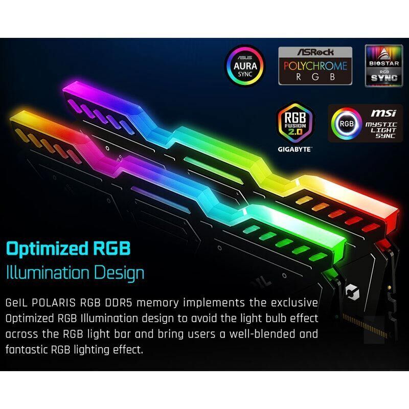 رم کامپیوتر گیل Polaris RGB DDR5 32GB Dual 4800MHz CL40 - 3