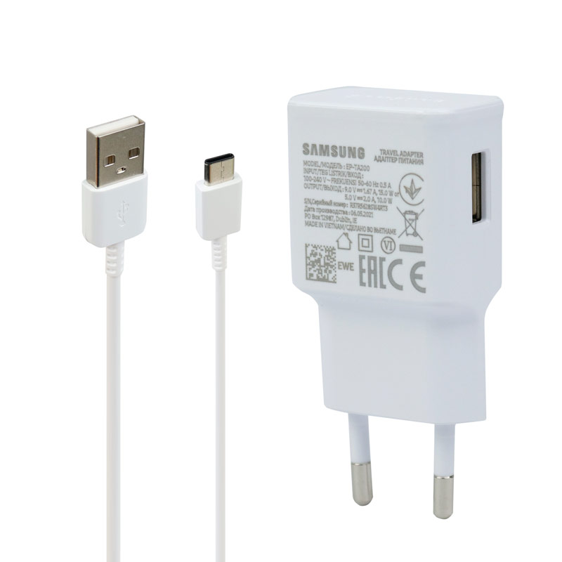 شارژر دیواری 15 وات سامسونگ A12 PD 2A سرجعبه + کابل Type-C و هندزفری و جعبه گوشی - 2