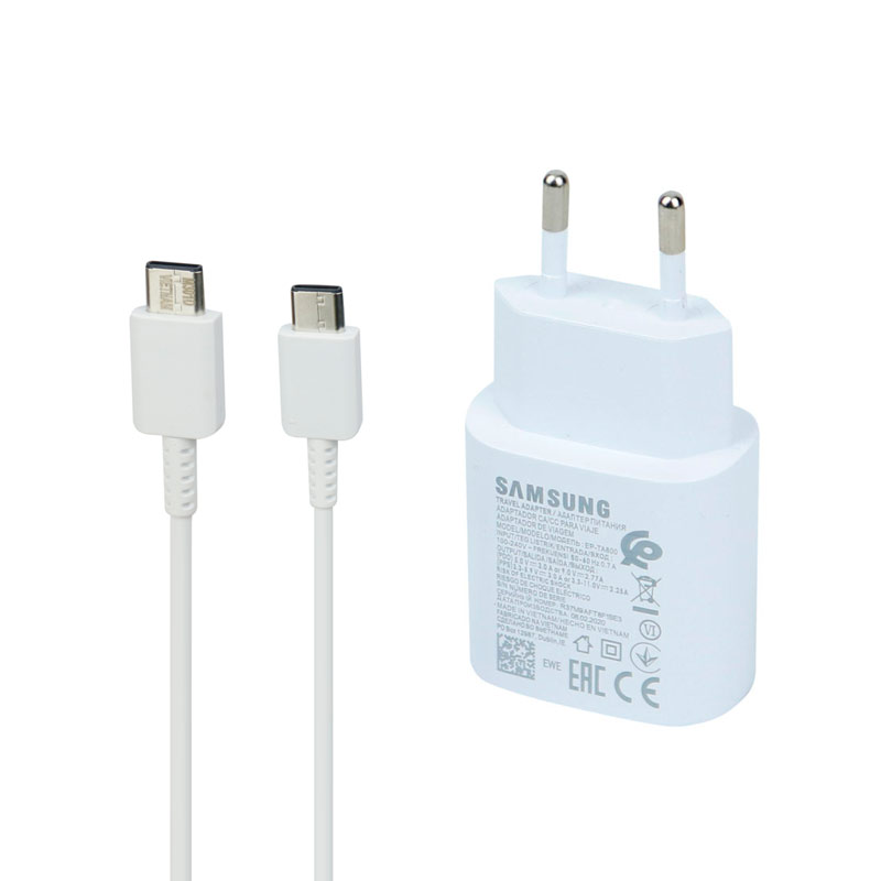 شارژر دیواری 25 وات سامسونگ اصلی Note 10 EP-TA800 PD 3A + کابل تبدیل تایپ سی - 6