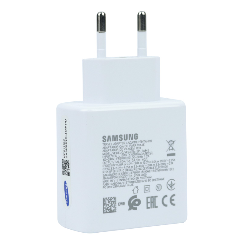 شارژر دیواری 45 وات سامسونگ EP-TA845 PD 3A شرینک + کابل تایپ سی - 6