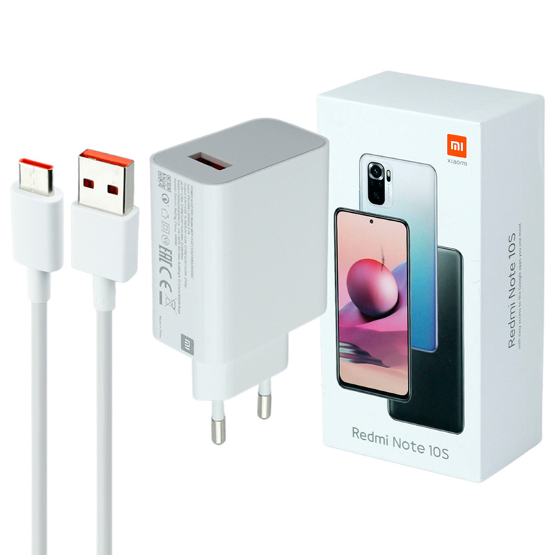 شارژر دیواری فست شارژ Xiaomi Redmi Note 10S QC3 PD 33W سرجعبه + کابل Type-C و جعبه گوشی - 5