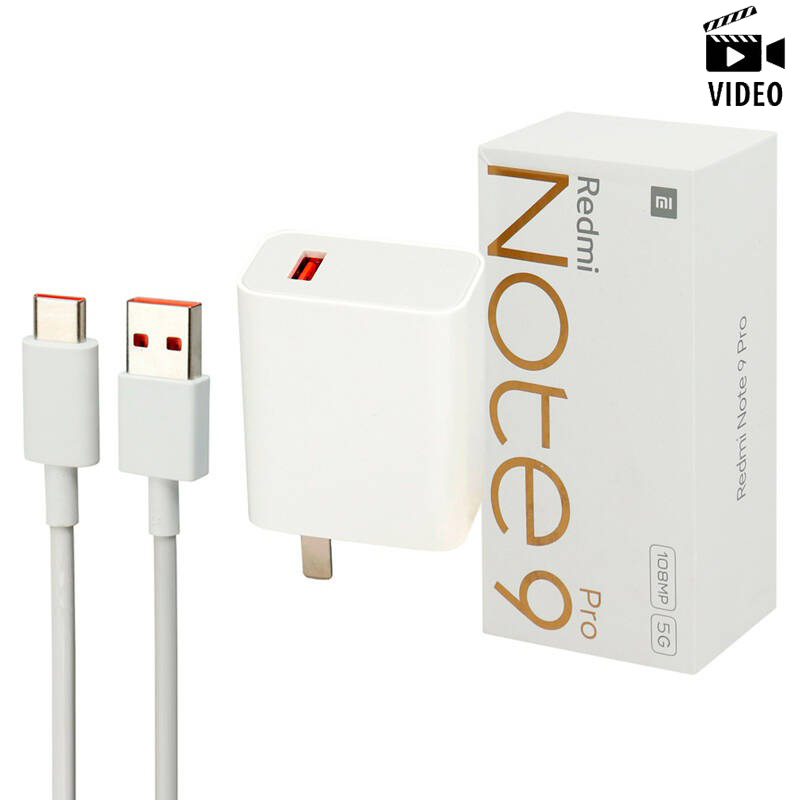 شارژر دیواری فست شارژ Xiaomi Redmi Note 9 Pro 3A QC3 PD 33W سرجعبه + کابل Type-C و جعبه گوشی - 5