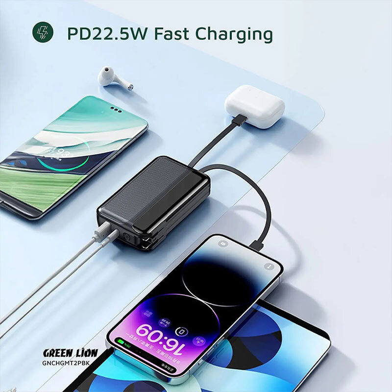 شارژر دیواری و پاور بانک فست شارژ گرین لاین Charge Mate GL-PBX5 PD QC 22.5W ظرفیت 10000 میلی آمپر ساعت - 4
