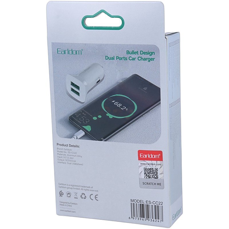 شارژر فندکی 12 وات ارلدام ES-CC22 + کابل تایپ سی - 8