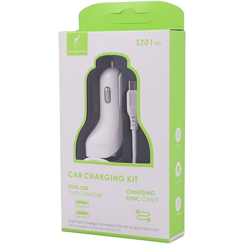 شارژر فندکی 12 وات اسکای دلفین SZ01 Kit + کابل تایپ سی - 8