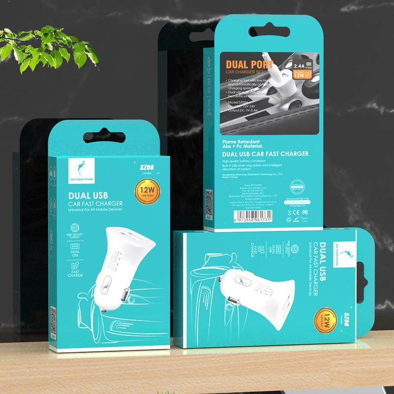 شارژر فندکی 12 وات اسکای دلفین SZ08 + کابل تایپ سی - 7