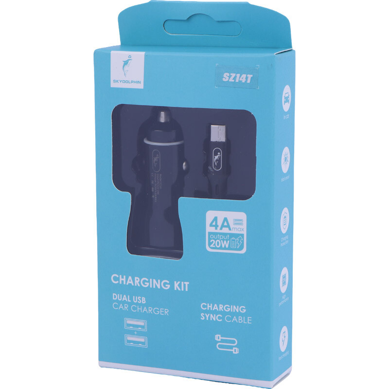 شارژر فندکی 20 وات اسکای دلفین SZ14T + کابل تایپ سی - 7