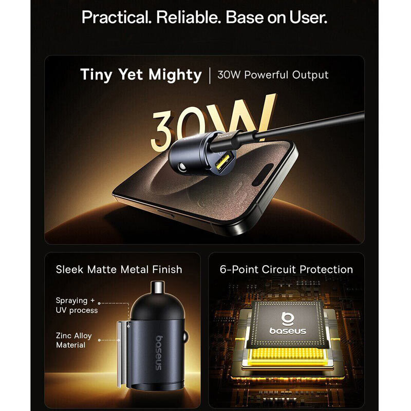 شارژر فندکی 30 وات باسئوس Tiny Star VCHXX-UC - 7