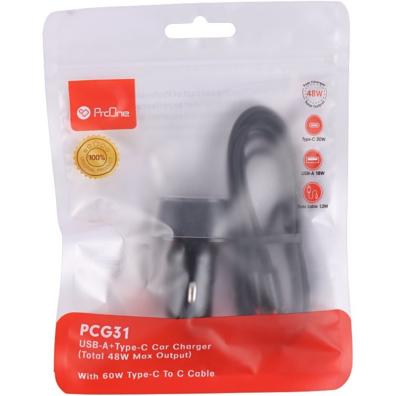 شارژر فندکی 30 وات پرووان PCG31 + کابل تایپ سی - 8