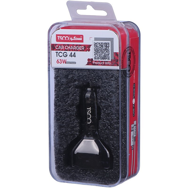 شارژر فندکی 30 وات تسکو TCG 44 + کابل تایپ سی - 7