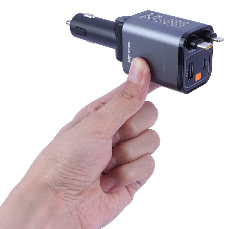 شارژر فندکی 45 وات گرین لاین Retractable GL-CC20 GNRTCC65WGY - 5