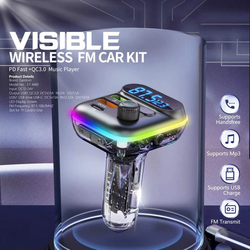 شارژر فندکی + FM Player بلوتوثی Earldom ET-M80 - 4