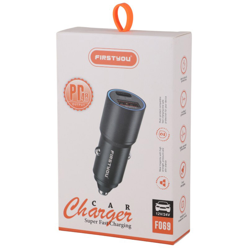 شارژر فندکی فست شارژ Firstyou F069 3A QC3.0 PD 20W - 6